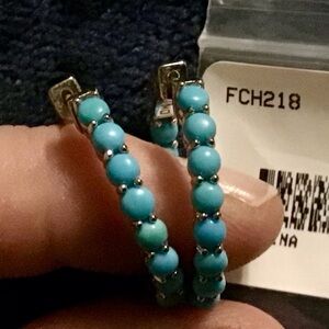 JTV Sleeping Beauty Turquoise Hoop Earrings